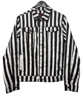 Vintage Tripp NYC Wide Striped Trucker Jacket Size S Y2K Goth Punk Grunge RARE